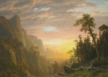 風景 Painting - ヨセミテバレー アルバート・ビアシュタットの風景 山 鹿